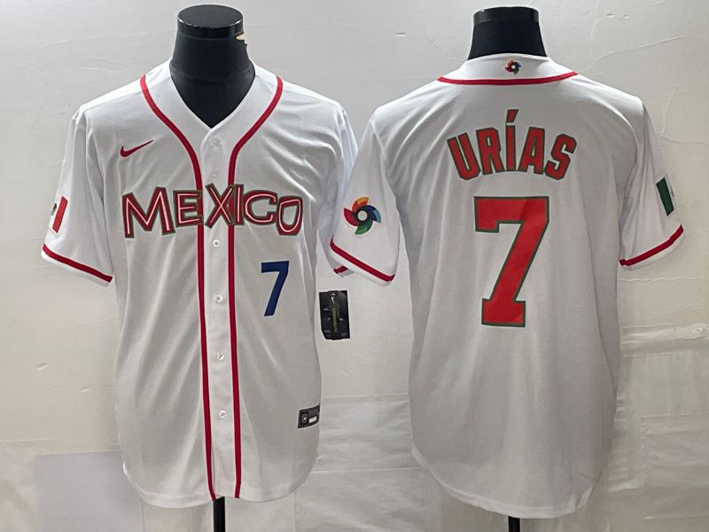 Men 2023 World Cub Mexico #7 Urias White red Nike MLB Jersey9->more jerseys->MLB Jersey